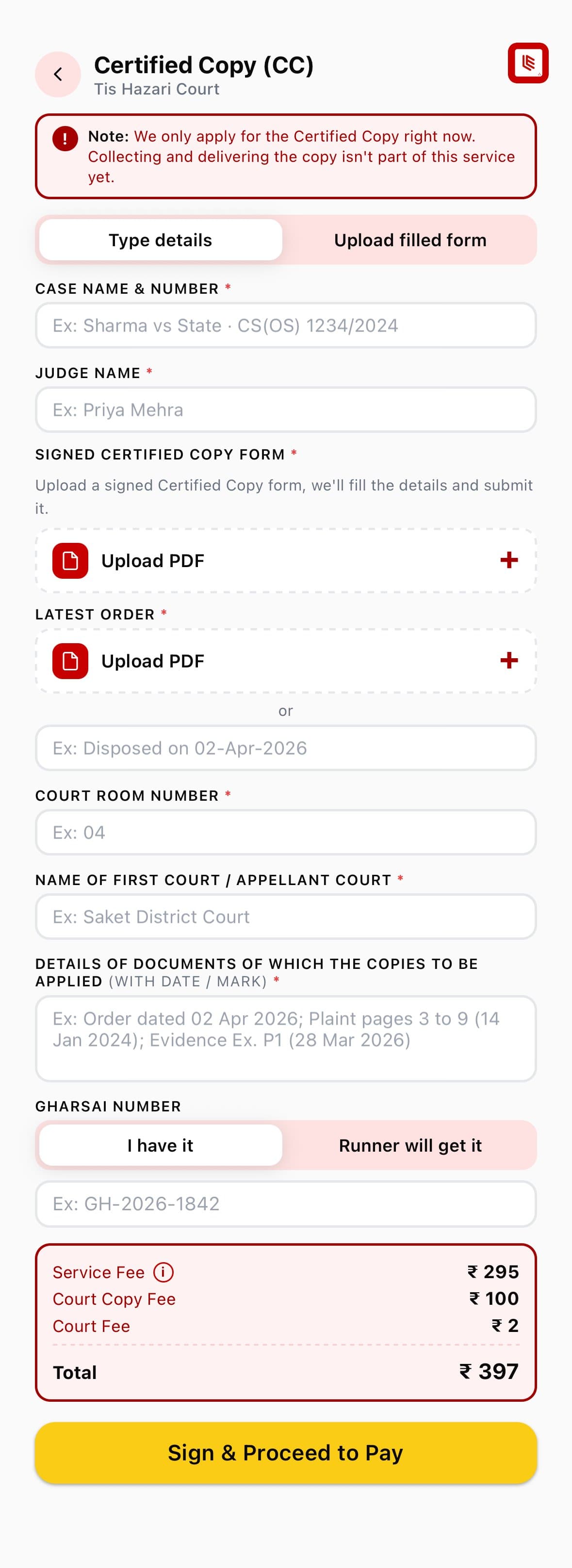 LLevo Certified Copy (CC) task form