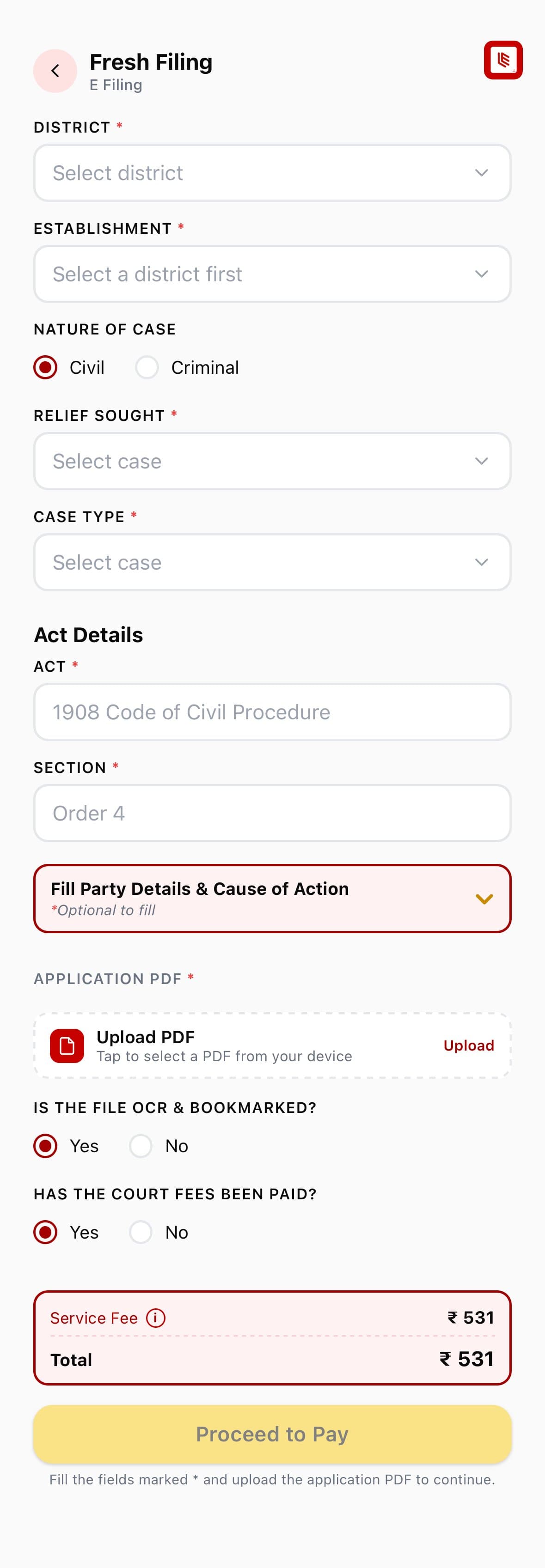 LLevo Fresh Filing form