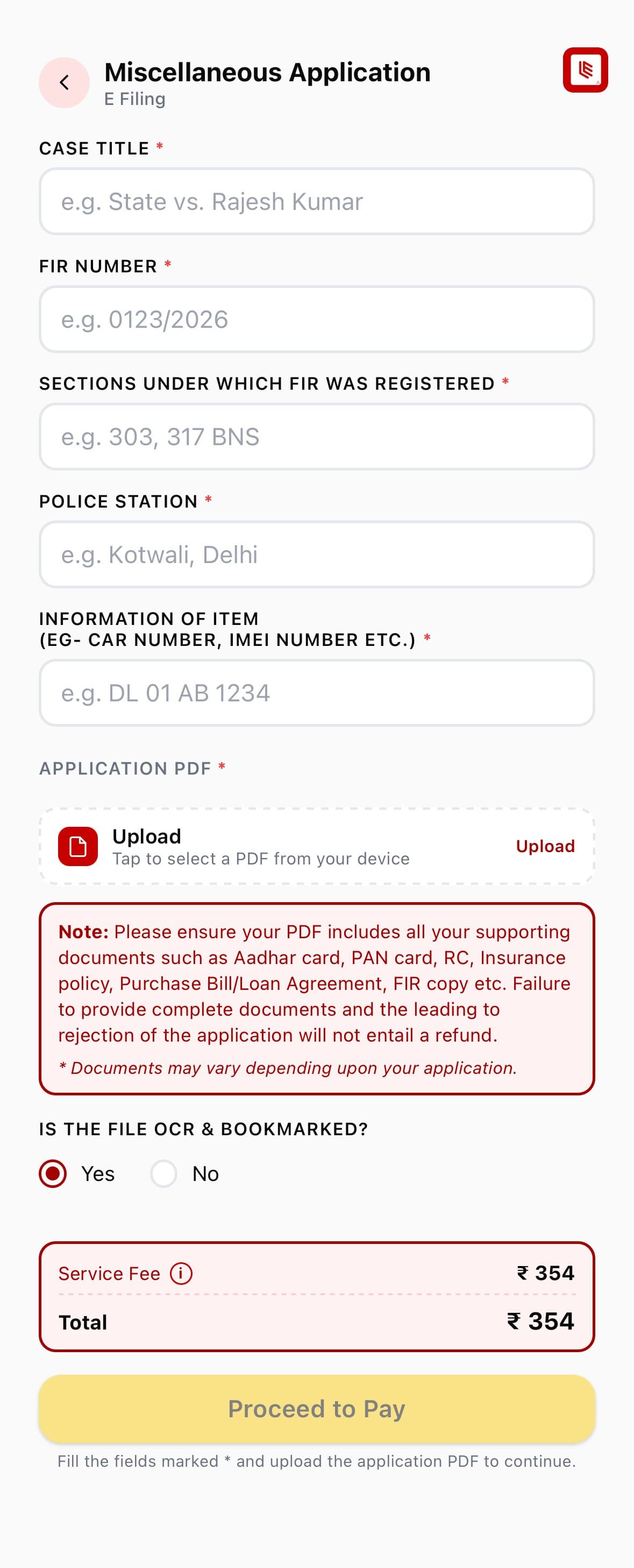 LLevo Miscellaneous Application form